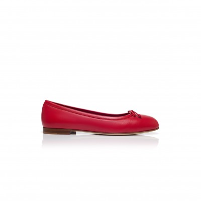 MANOLO BLAHNIK VERALLI RED NAPPA LEATHER BALLERINA FLATS 223-1548-0011